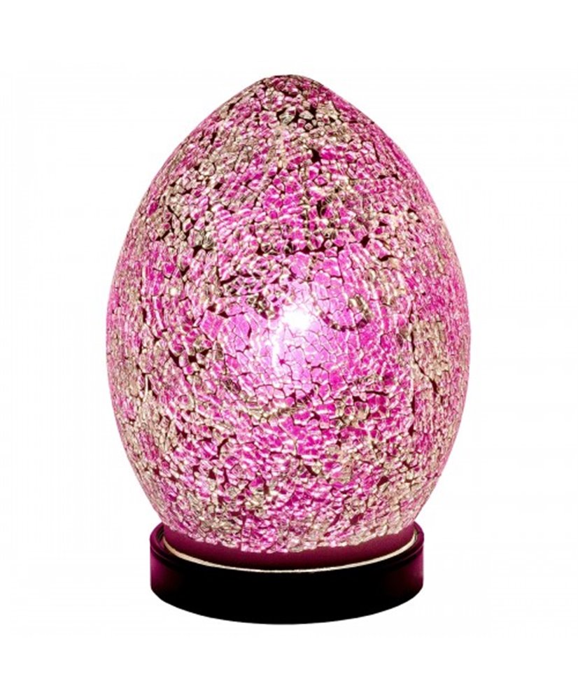 Glass Mosaic 20cm Medium Pink Rose Egg Lamp, Egg Shaped Mosaic Table Lamp